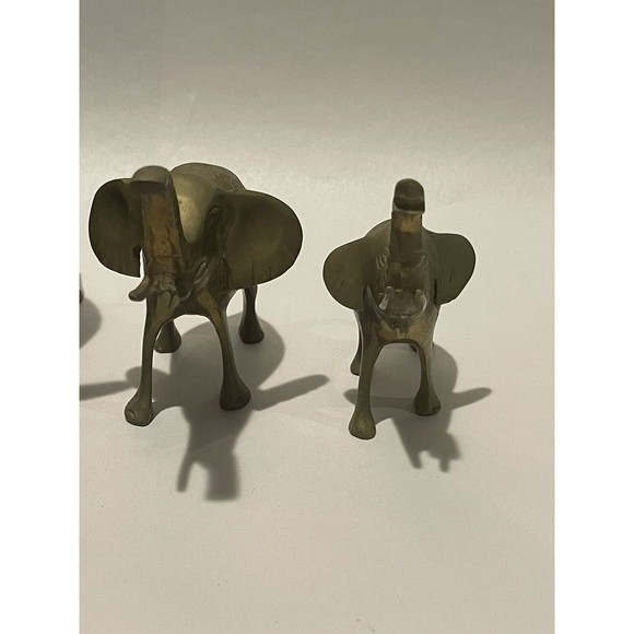 Set Of 3 Very Detailed BRASS ELEPHANTS FAMILY Figures Made in India - Picture 7 of 15